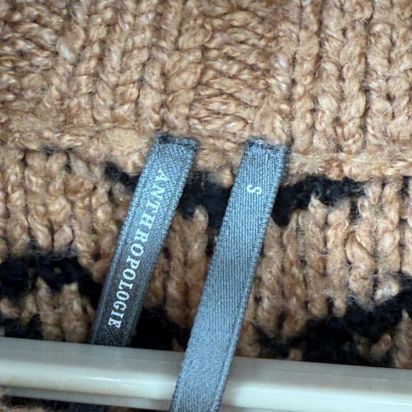 Anthropologie Jacquard Heart Motif Cardigan Sweater Boxy Oversized Size Small - Picture 8 of 8